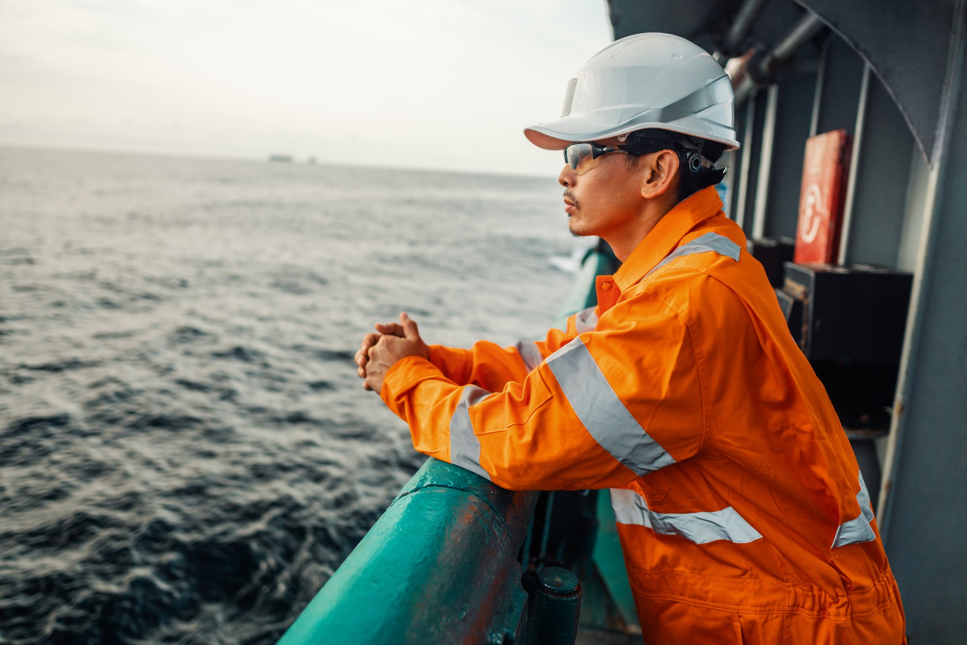 Filipino deck Officer on deck of vessel or ship